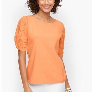 Eyelet Sleeve Ballet Neck Tee size M from Talbots